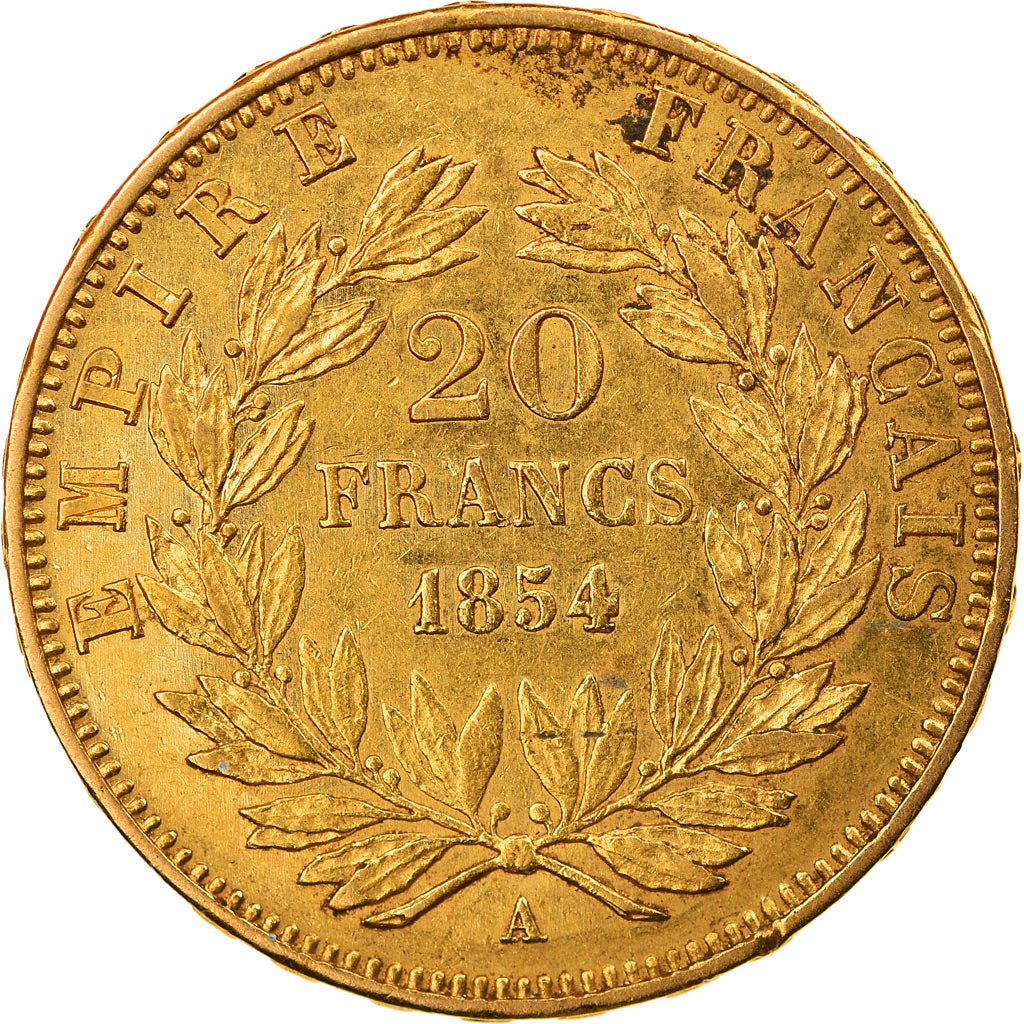 Coin, France, Napoleon III, Napoléon III, 20 Francs, 1854, Paris, AU(50-53)