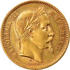 Munten, Frankrijk, Napoleon III, 20 Francs, 1865, Paris, ZF+, Goud, KM:801.1