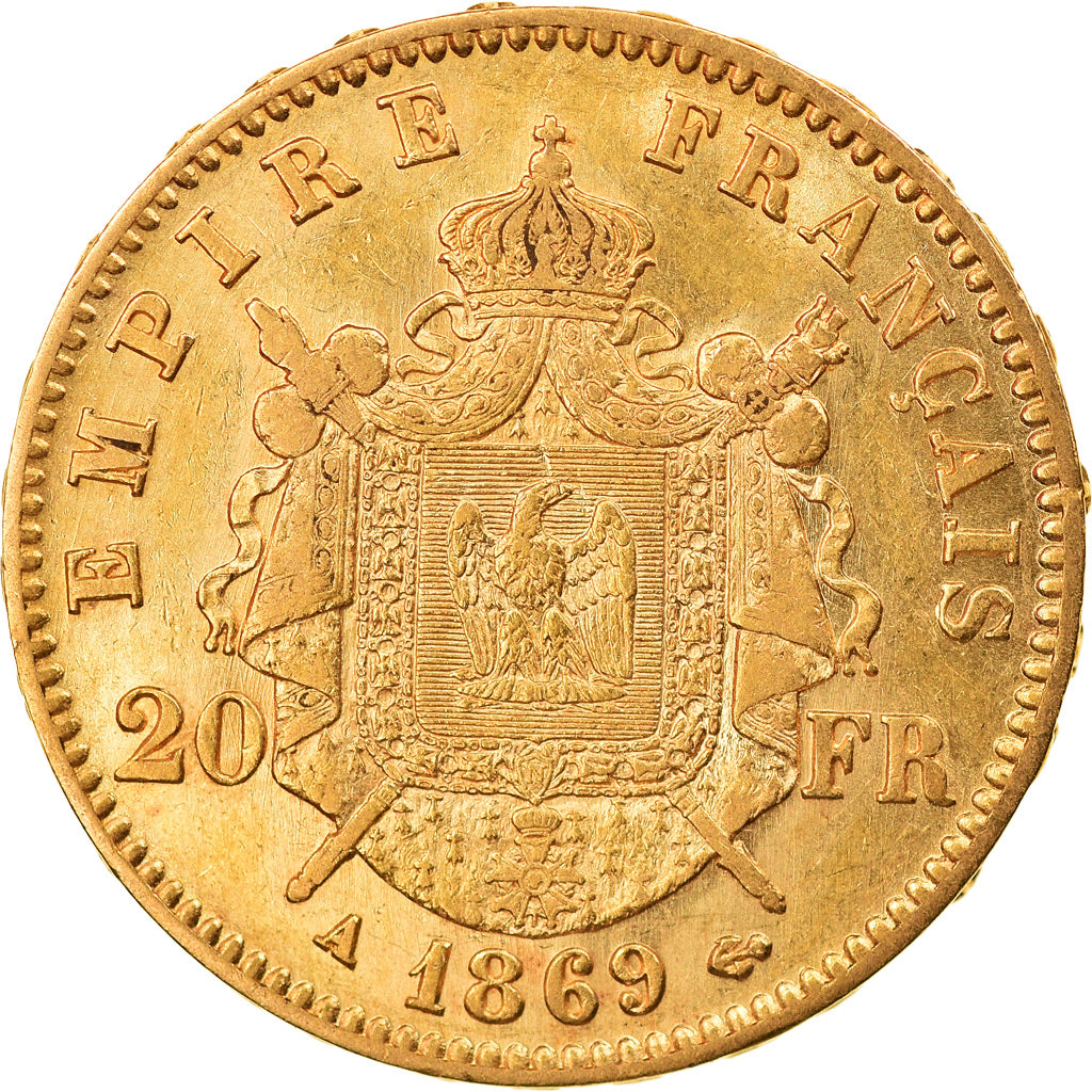 Coin, France, Napoleon III, Napoléon III, 20 Francs, 1869, Paris, MS(60-62)