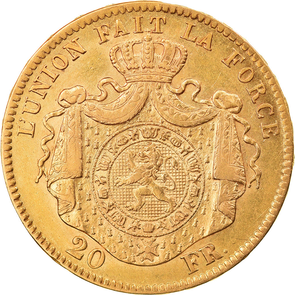 Coin, Belgium, Leopold II, 20 Francs, 20 Frank, 1869, AU(50-53), Gold, KM:32