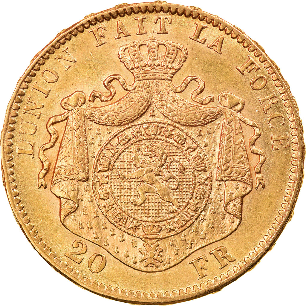 Coin, Belgium, Leopold II, 20 Francs, 20 Frank, 1875, MS(63), Gold, KM:37