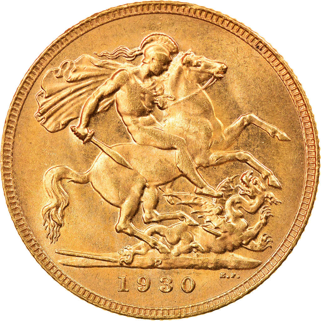 Coin, Australia, George V, Sovereign, 1930, Perth, MS(63), Gold, KM:32