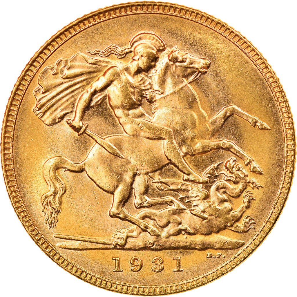 Coin, Australia, George V, Sovereign, 1931, Perth, MS(63), Gold, KM:32