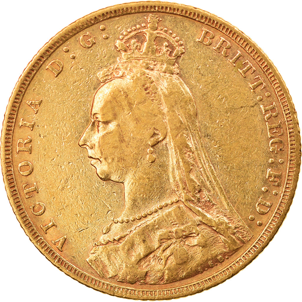 Coin, Australia, Victoria, Sovereign, 1891, Melbourne, EF(40-45), Gold, KM:10