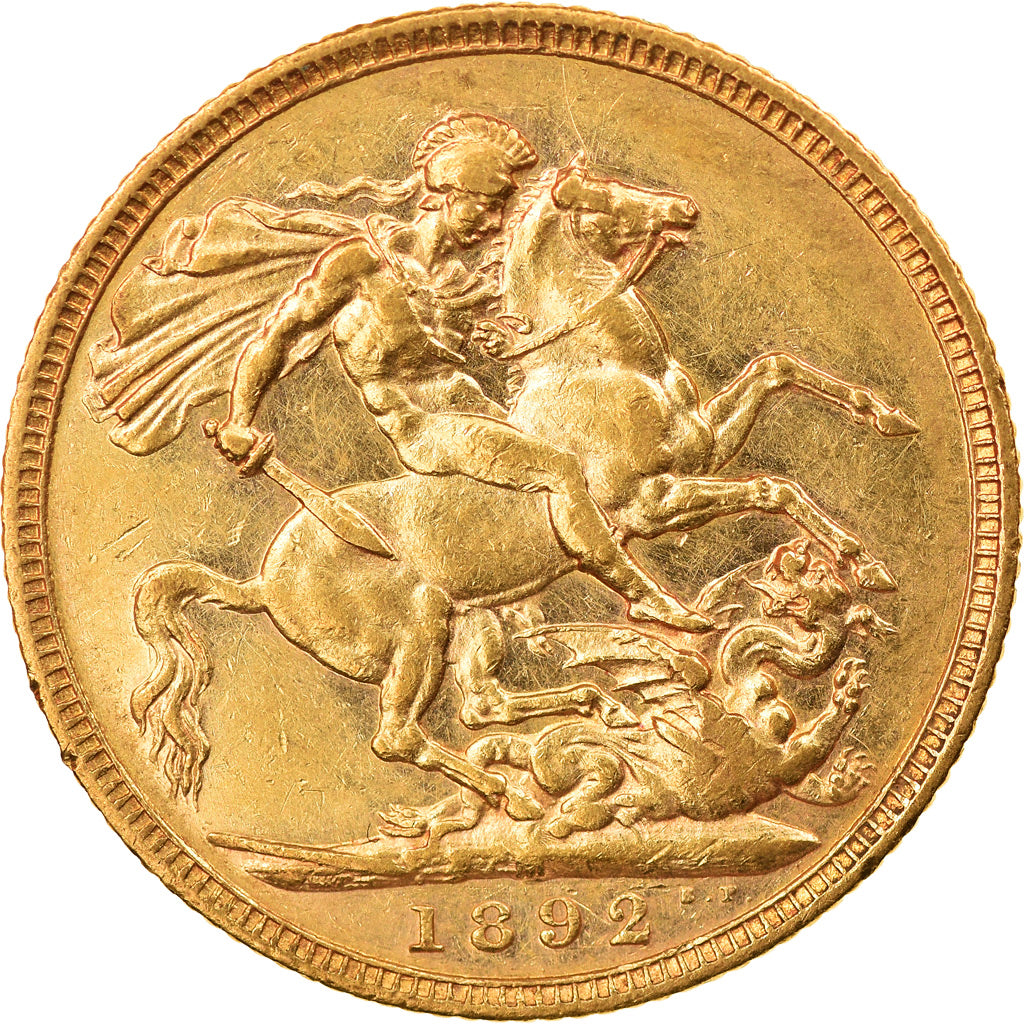 Coin, Australia, Victoria, Sovereign, 1892, Melbourne, EF(40-45), Gold, KM:10