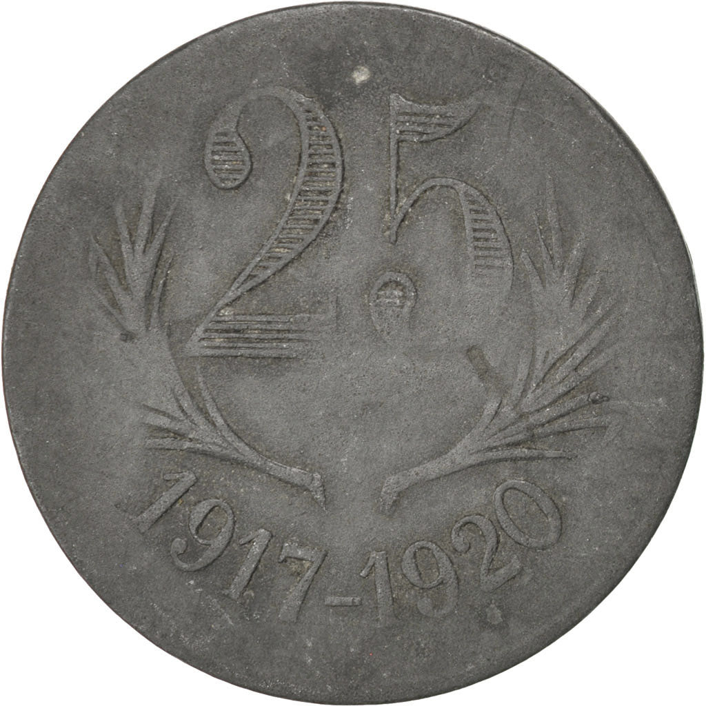 Francia, 25 Centimes, B+, Zinco, Elie:15.3b