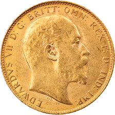 Coin, Great Britain, Edward VII, Sovereign, 1910, MS(60-62), Gold, KM:805