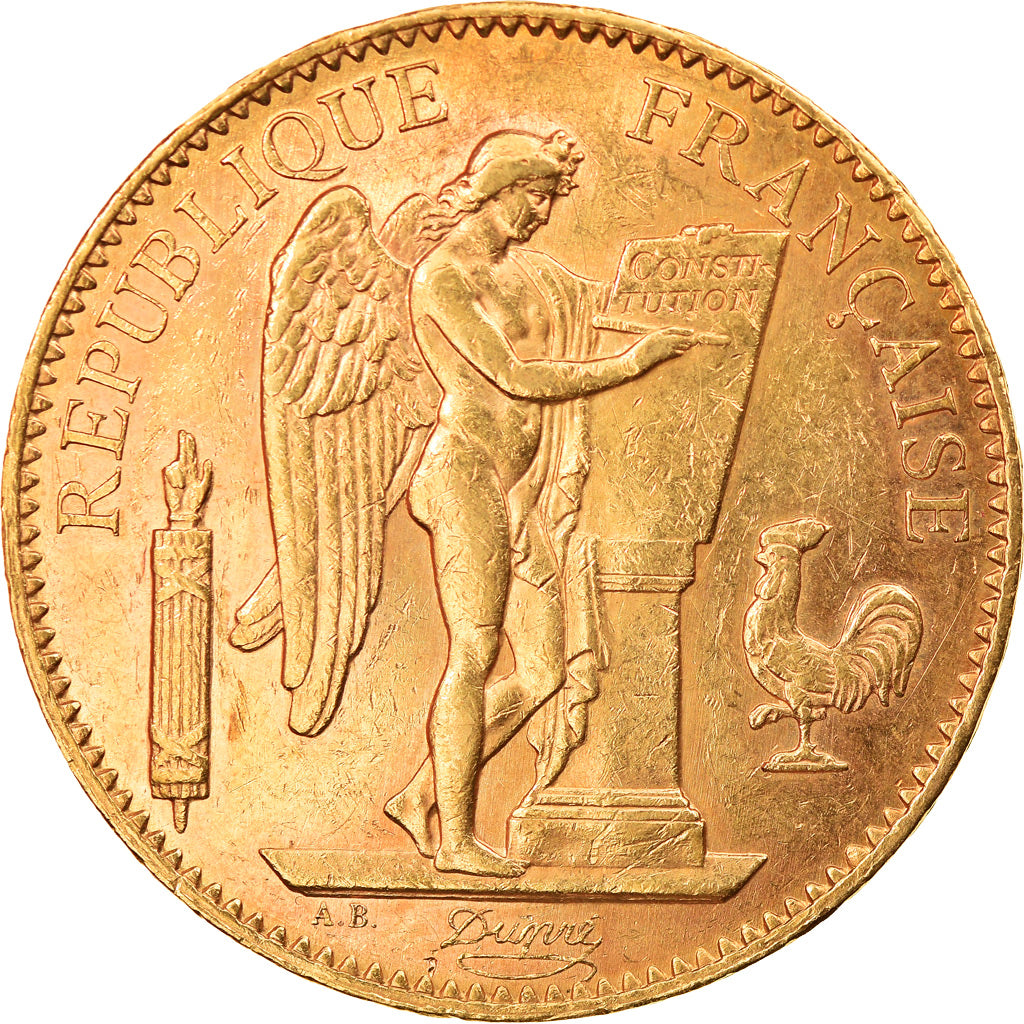Coin, France, Génie, 100 Francs, 1908, Paris, AU(50-53), Gold, KM:858