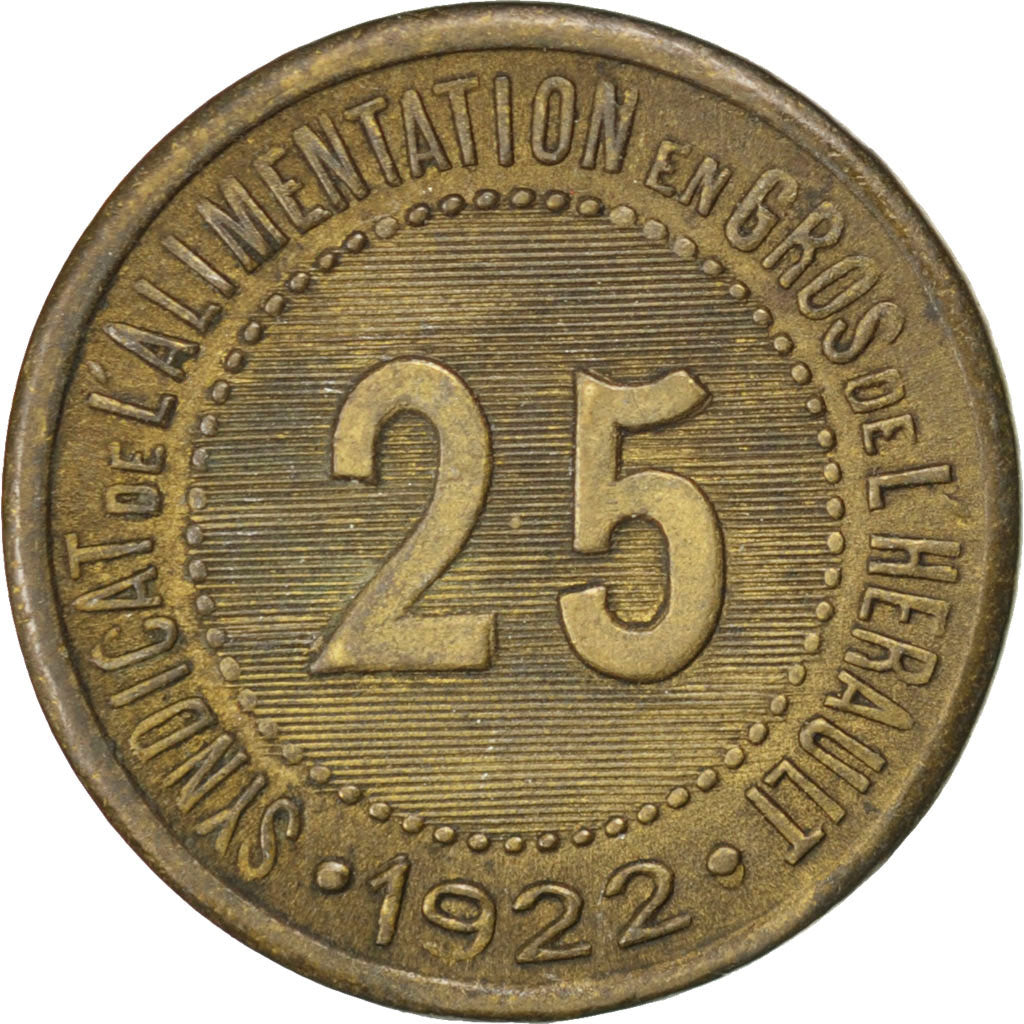 France, 25 Centimes, 1922, EF(40-45), Brass, Elie #20.7, 3.62