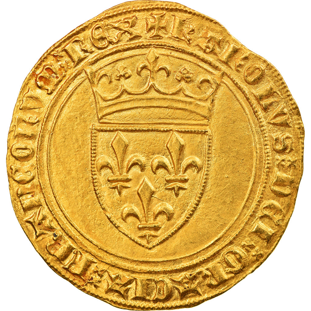 Coin, France, Charles VI, Ecu d'or, Uncertain Mint, MS(60-62), Gold