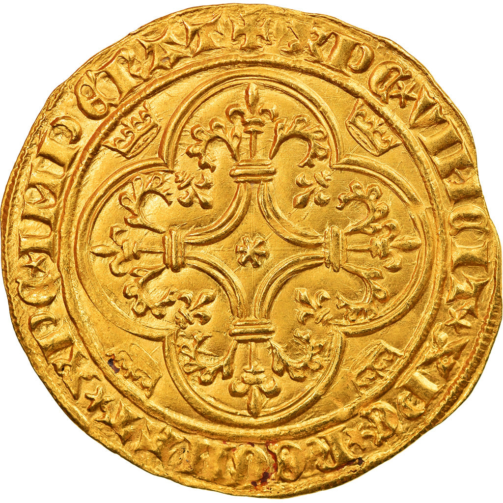 Coin, France, Charles VI, Ecu d'or, Uncertain Mint, MS(60-62), Gold