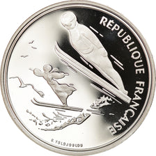 Moneta, Francia, Ski jumpers, 100 Francs, 1991, Albertville 92, SPL+, Argento