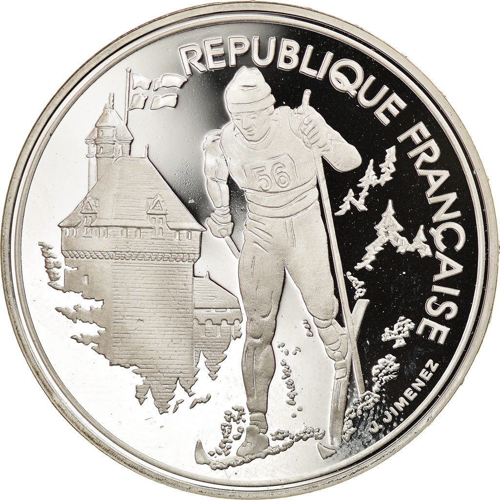 Munten, Frankrijk, Cross-country skier, 100 Francs, 1991, Albertville 92, UNC