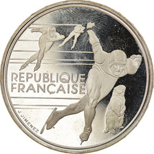 Coin, France, Speed skaters, 100 Francs, 1990, Albertville 92, MS(64), Silver