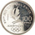 Moeda, França, Bobsledding, 100 Francs, 1990, Albertville 92, MS(64), Prata