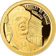 Coin, Gabon, Charles de Gaulle, 1000 Francs, 2013, MS(65-70), Gold