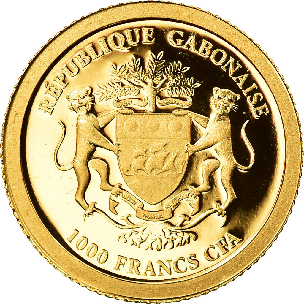 Coin, Gabon, Charles de Gaulle, 1000 Francs, 2013, MS(65-70), Gold