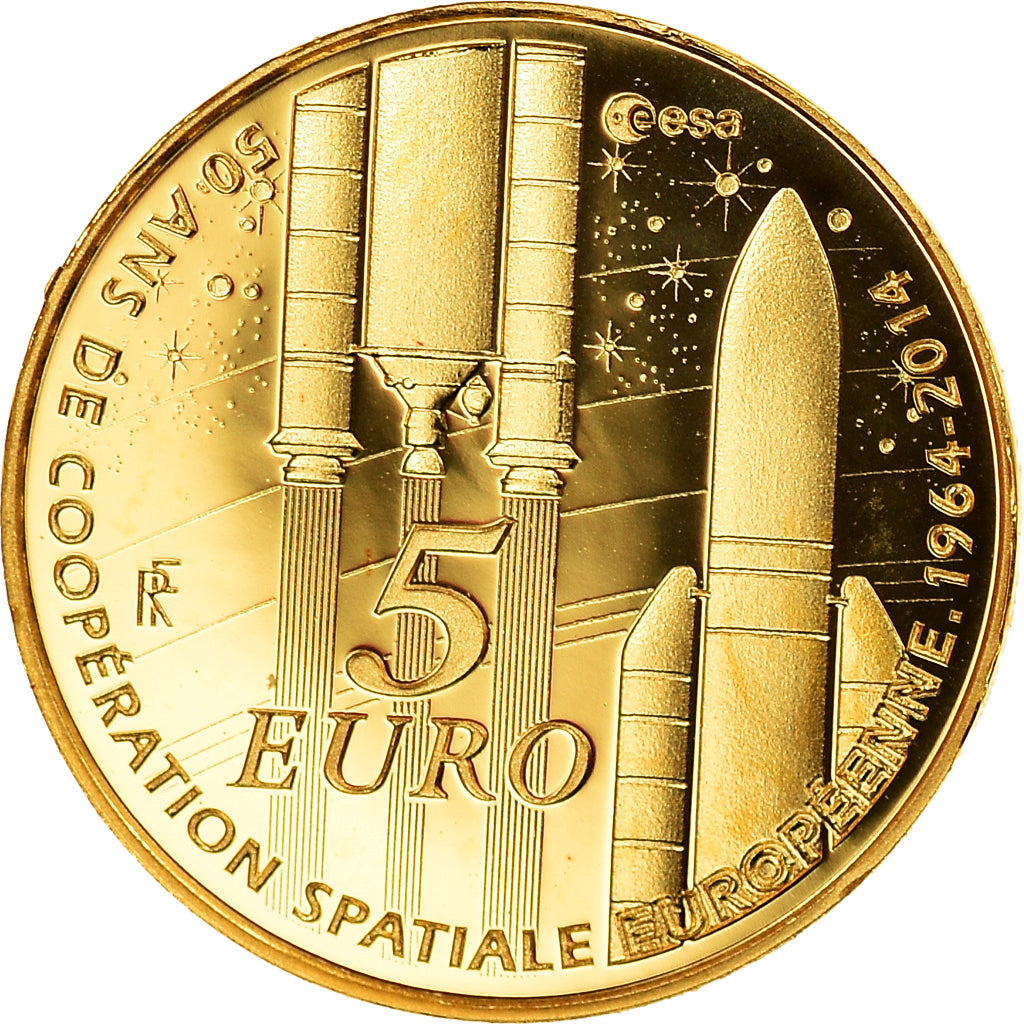 France, 5 Euro, Europa, 2014, Paris, MS(65-70), Gold