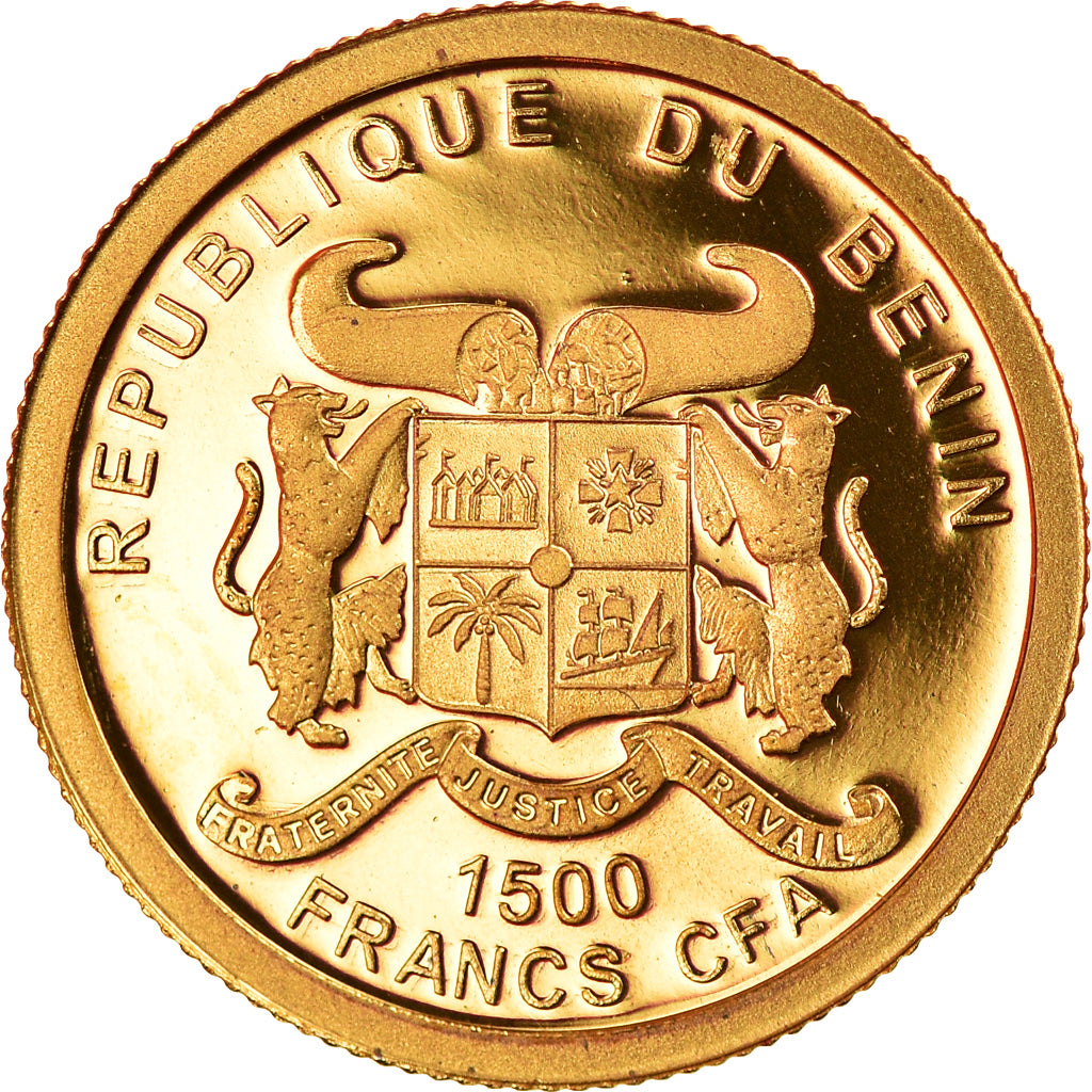 Moneta, Benin, 1500 Francs CFA, 2011, MS(65-70), Złoto