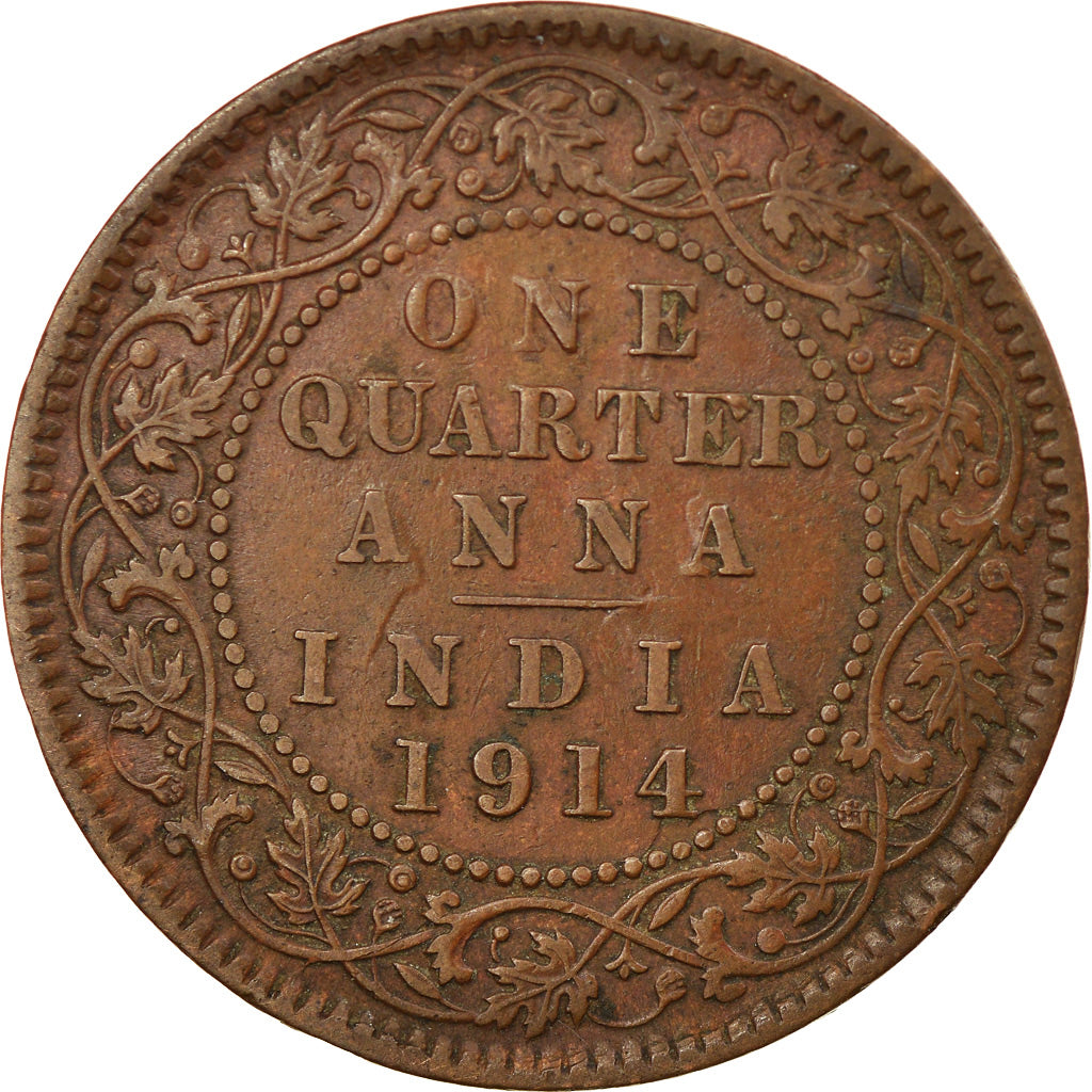 Coin, INDIA-BRITISH, George V, 1/4 Anna, 1914, EF(40-45), Bronze, KM:512