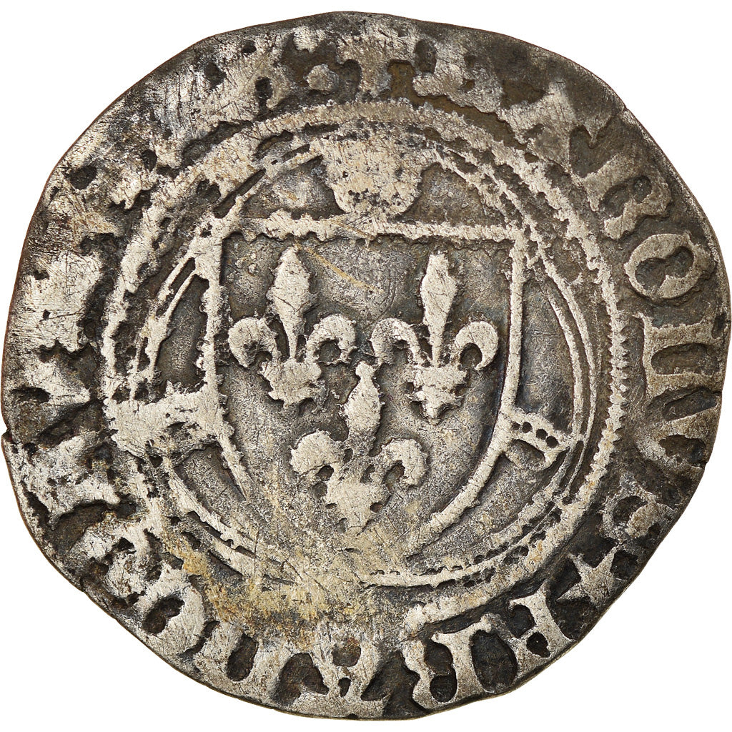 Coin, France, Charles VIII, Blanc à la couronne, Paris, VF(20-25), Billon