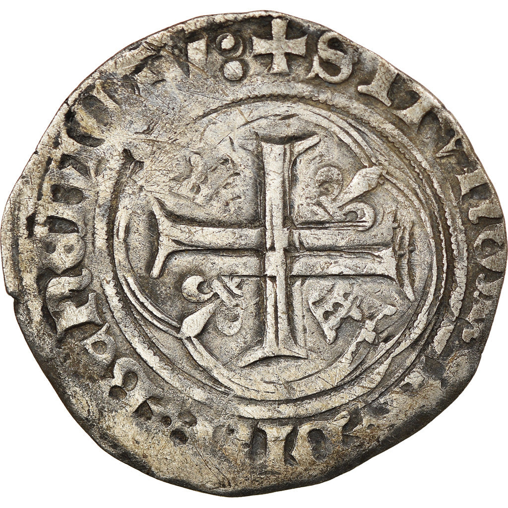 Coin, France, Charles VIII, Blanc à la couronne, Paris, VF(20-25), Billon