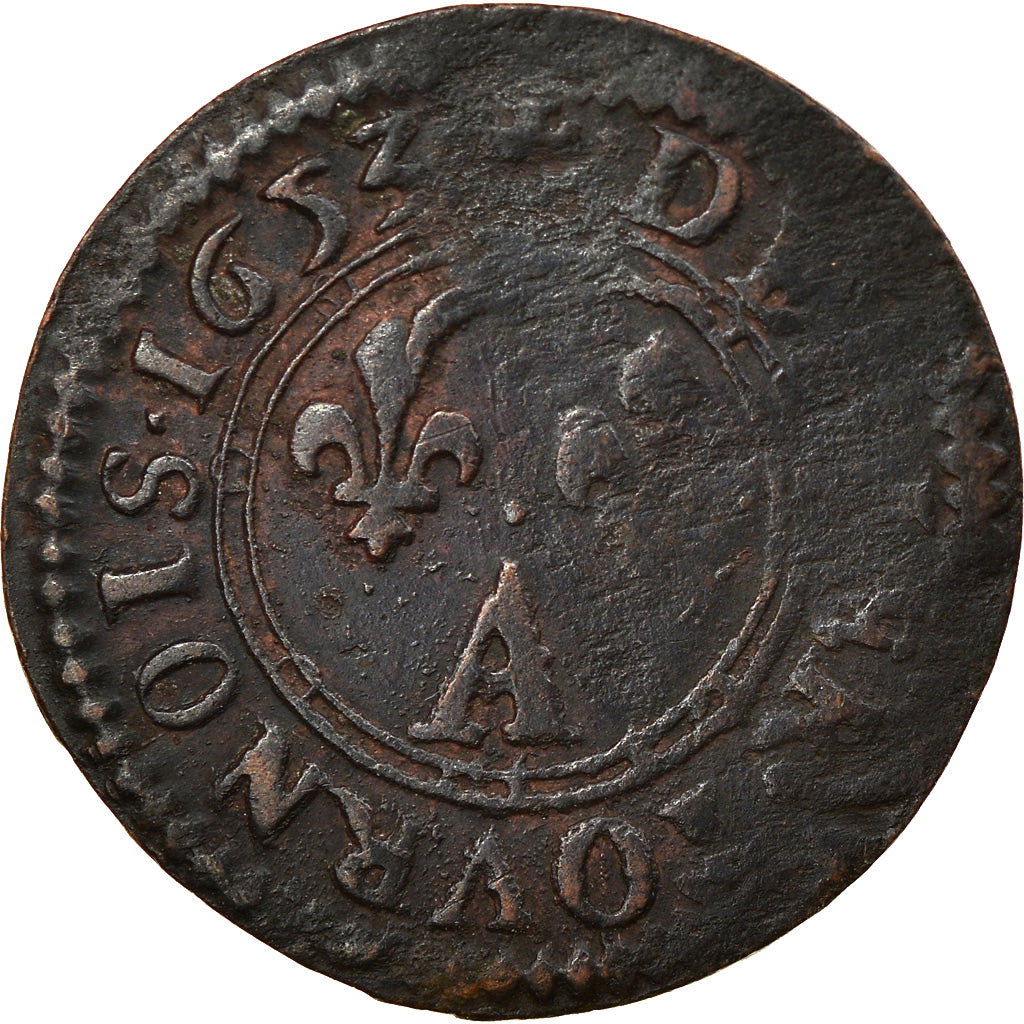 Münze, Frankreich, Ardennes, Charles II, Denier Tournois, 1653, Charleville