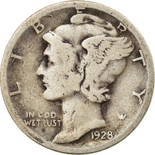 Moneda, Estados Unidos, Mercury Dime, Dime, 1928, U.S. Mint, San Francisco, BC+