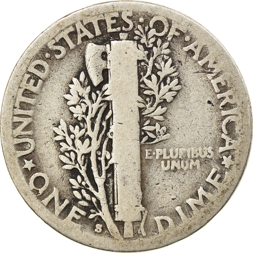 Moneda, Estados Unidos, Mercury Dime, Dime, 1928, U.S. Mint, San Francisco, BC+