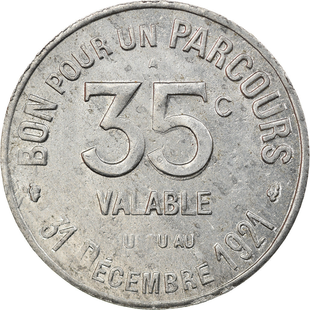 Frankreich, Token, 35 Centimes, Transports en Commun, Paris, 1921, SS+