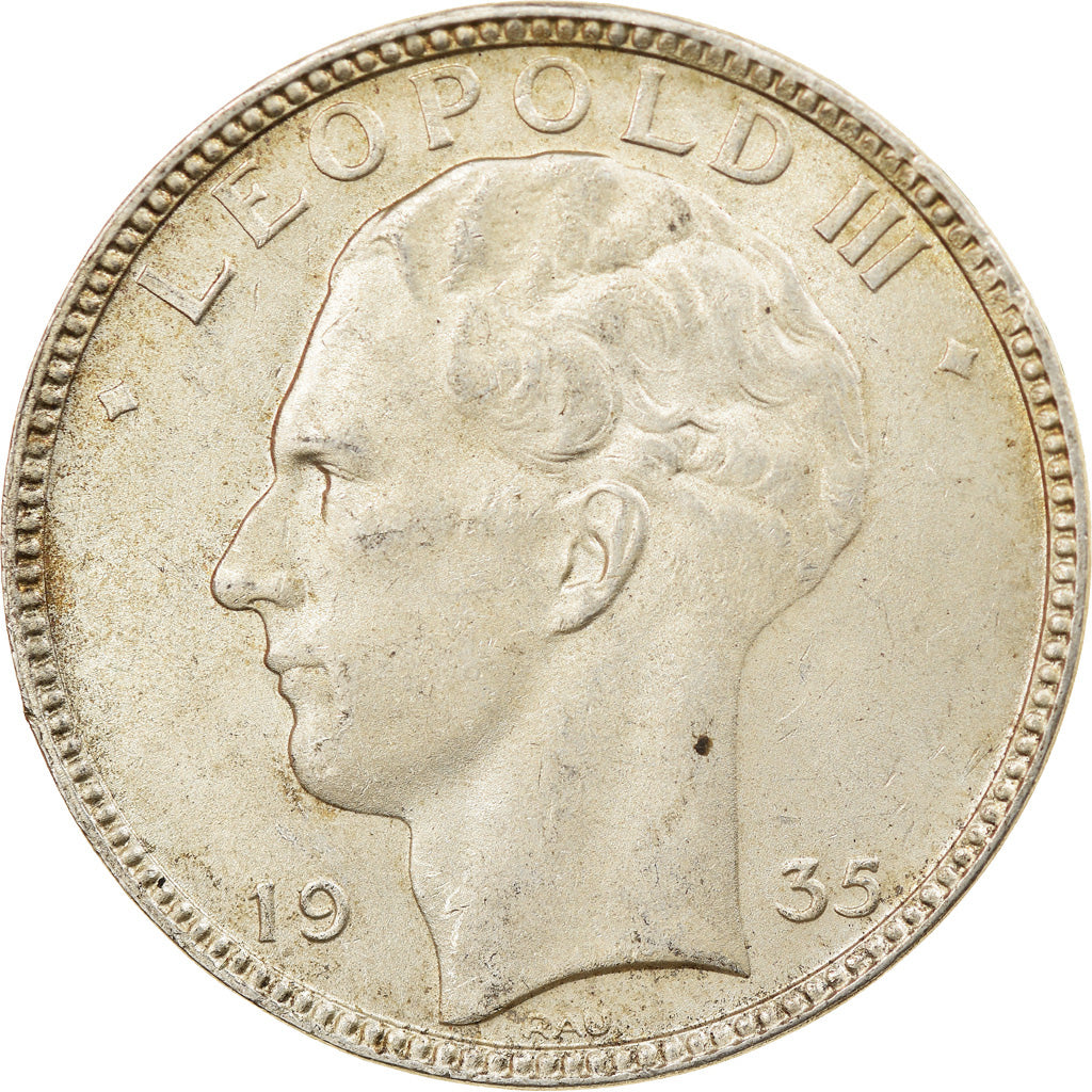 Coin, Belgium, 20 Francs, 20 Frank, 1935, AU(55-58), Silver, KM:105