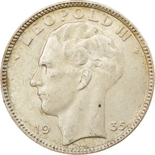 Coin, Belgium, 20 Francs, 20 Frank, 1935, AU(55-58), Silver, KM:105