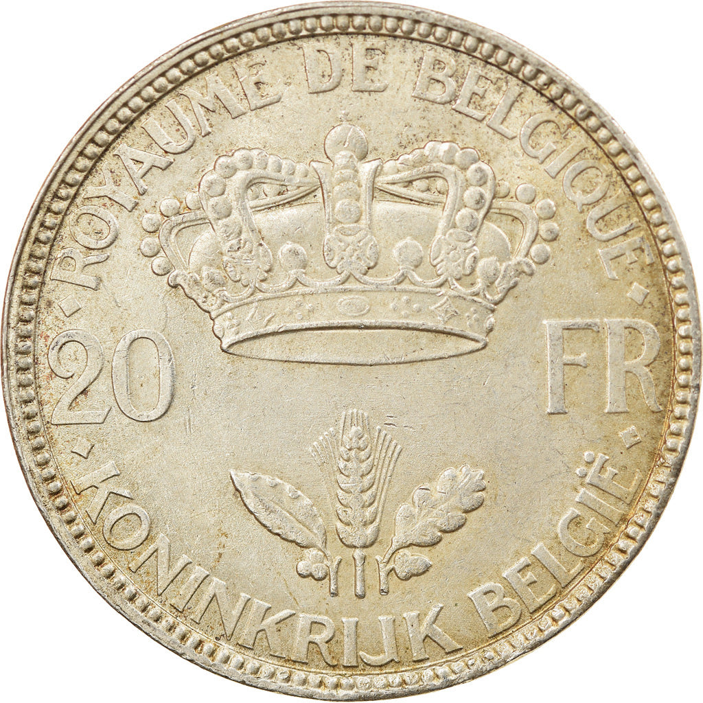 Coin, Belgium, 20 Francs, 20 Frank, 1935, AU(55-58), Silver, KM:105