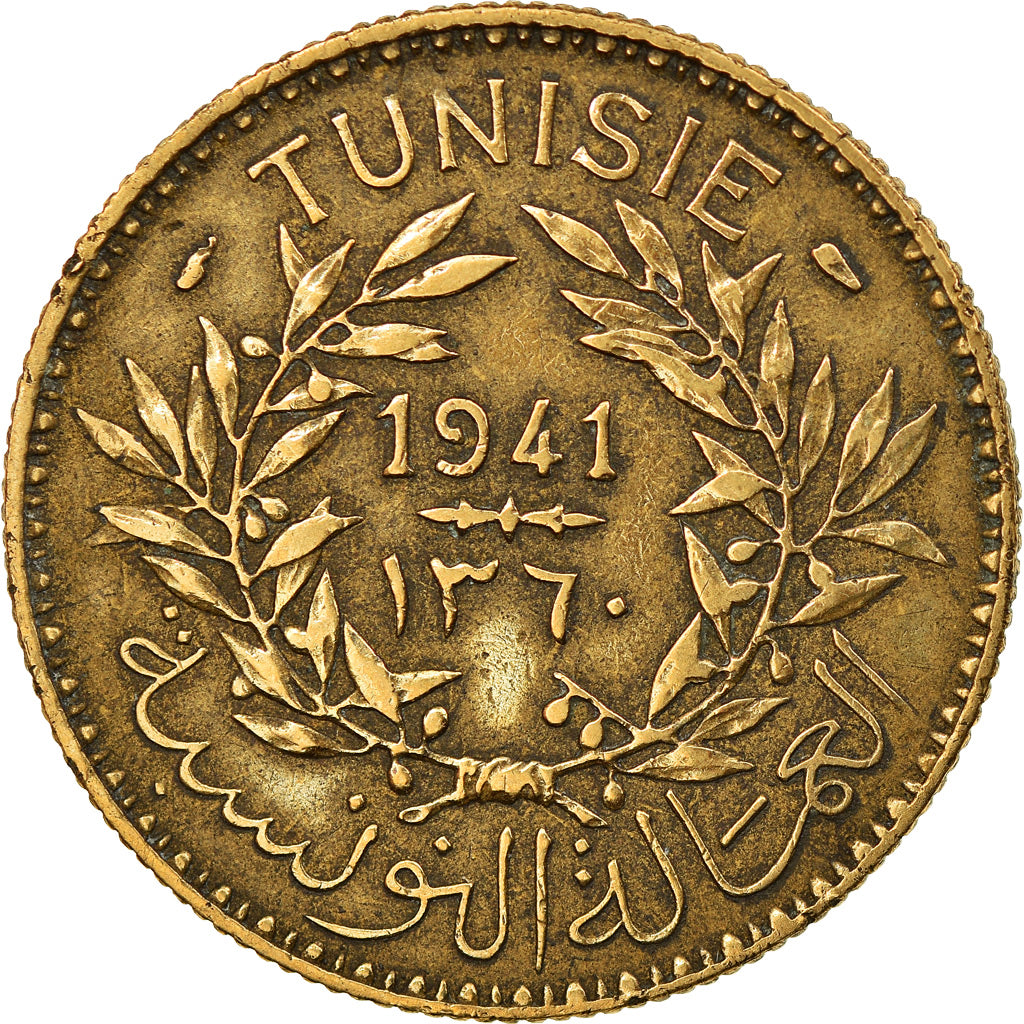 Coin, Tunisia, Anonymous, 2 Francs, 1941, Paris, EF(40-45), Aluminum-Bronze