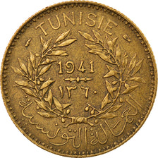 Coin, Tunisia, Anonymous, 2 Francs, 1941, Paris, AU(50-53), Aluminum-Bronze