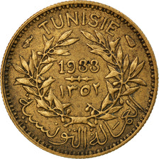 Coin, Tunisia, Anonymous, 50 Centimes, 1933, Paris, EF(40-45), Aluminum-Bronze