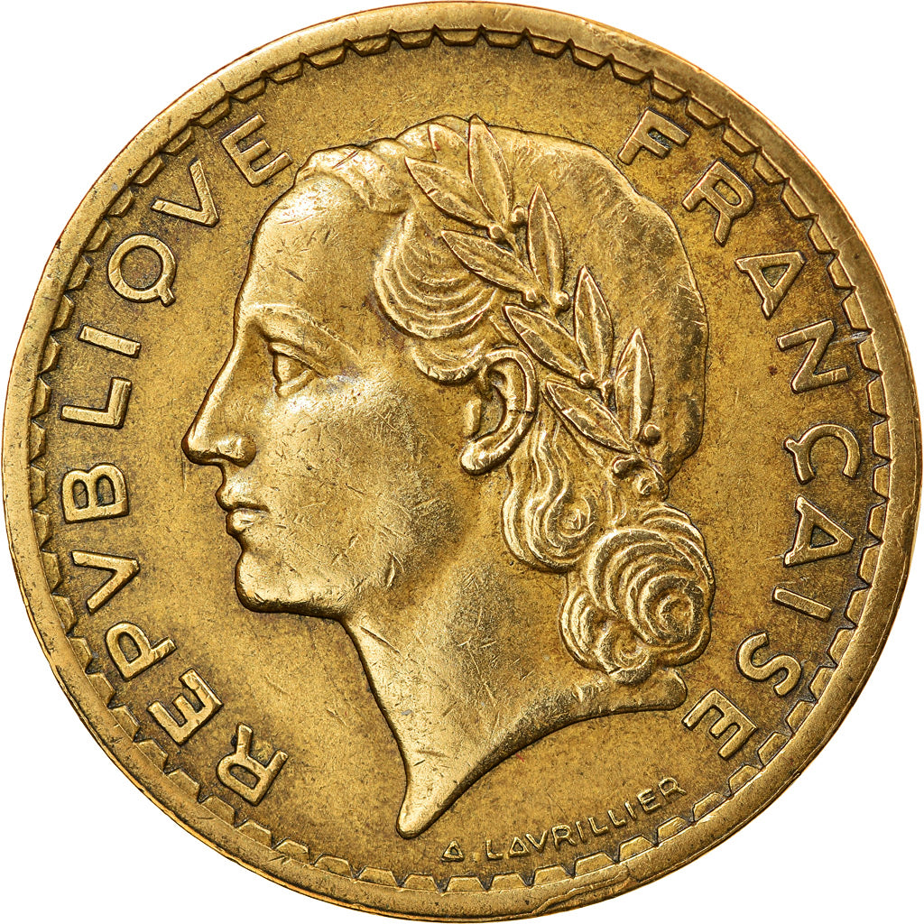 Coin, France, Lavrillier, 5 Francs, 1945, Paris, EF(40-45), Aluminum-Bronze
