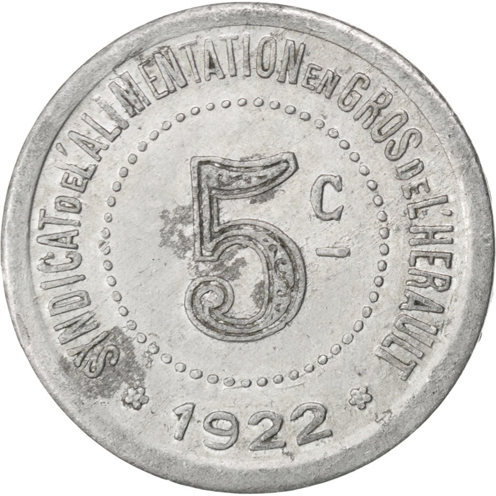 France, 5 Centimes, 1922, EF(40-45), Aluminium, Elie #20.4, 0.84