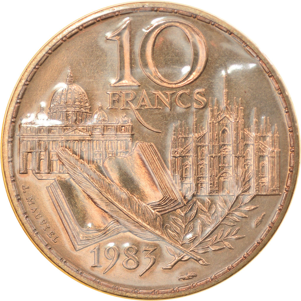 Coin, France, Stendhal, 10 Francs, 1983, Paris, FDC, MS(65-70), Nickel-Bronze