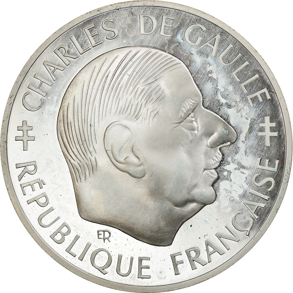 Moeda, França, Charles de Gaulle, Franc, 1988, Paris, Proof, MS(64), Prata