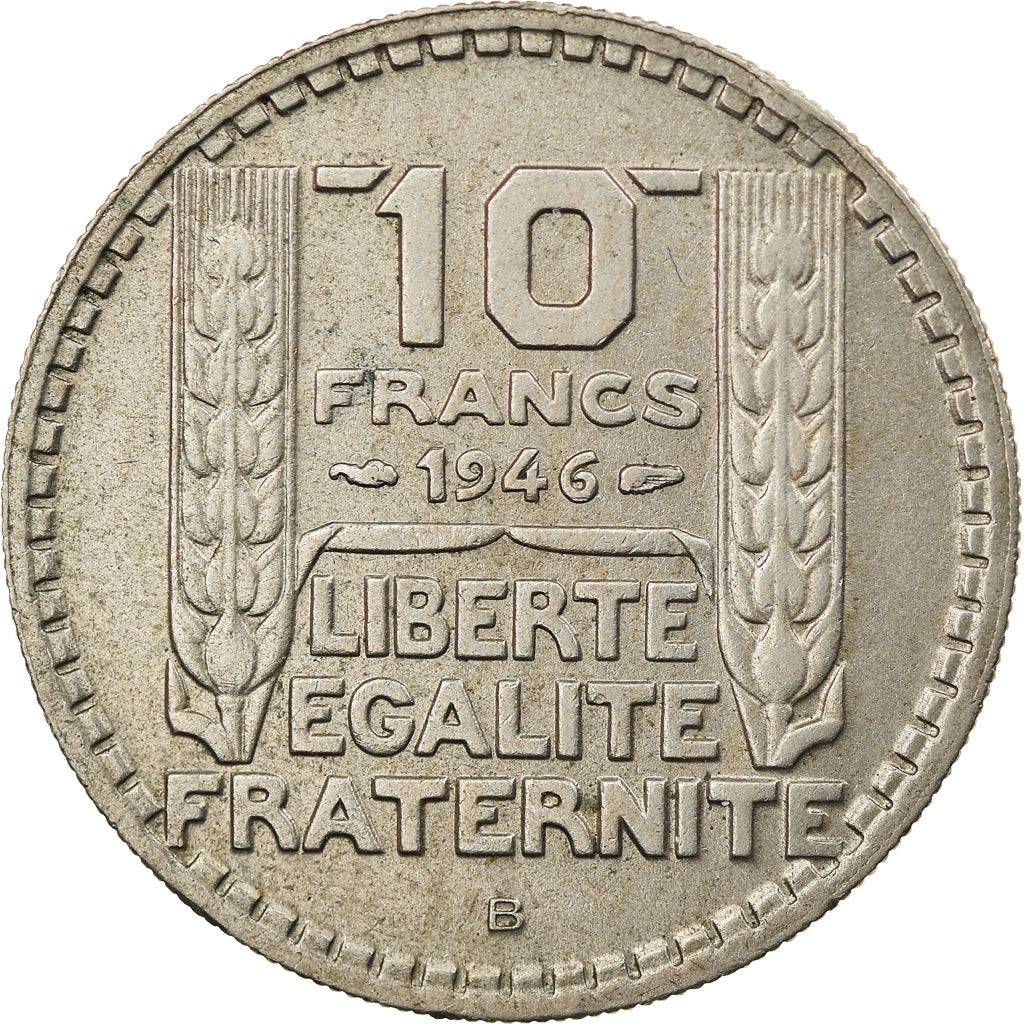 Coin, France, Turin, 10 Francs, 1946, Beaumont - Le Roger, Rameaux longs