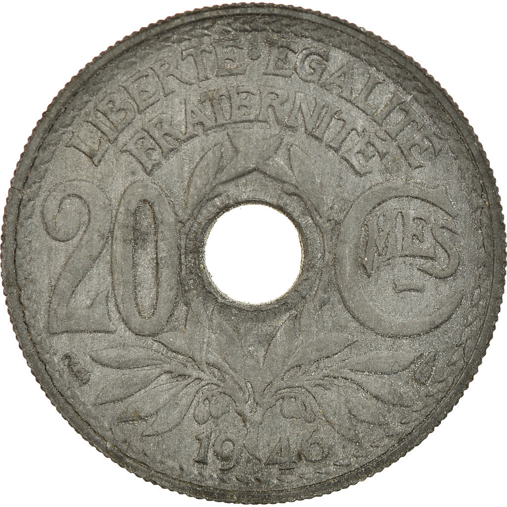 Moneta, Francia, Lindauer, 20 Centimes, 1946, Paris, BB, Zinco, KM:907.1