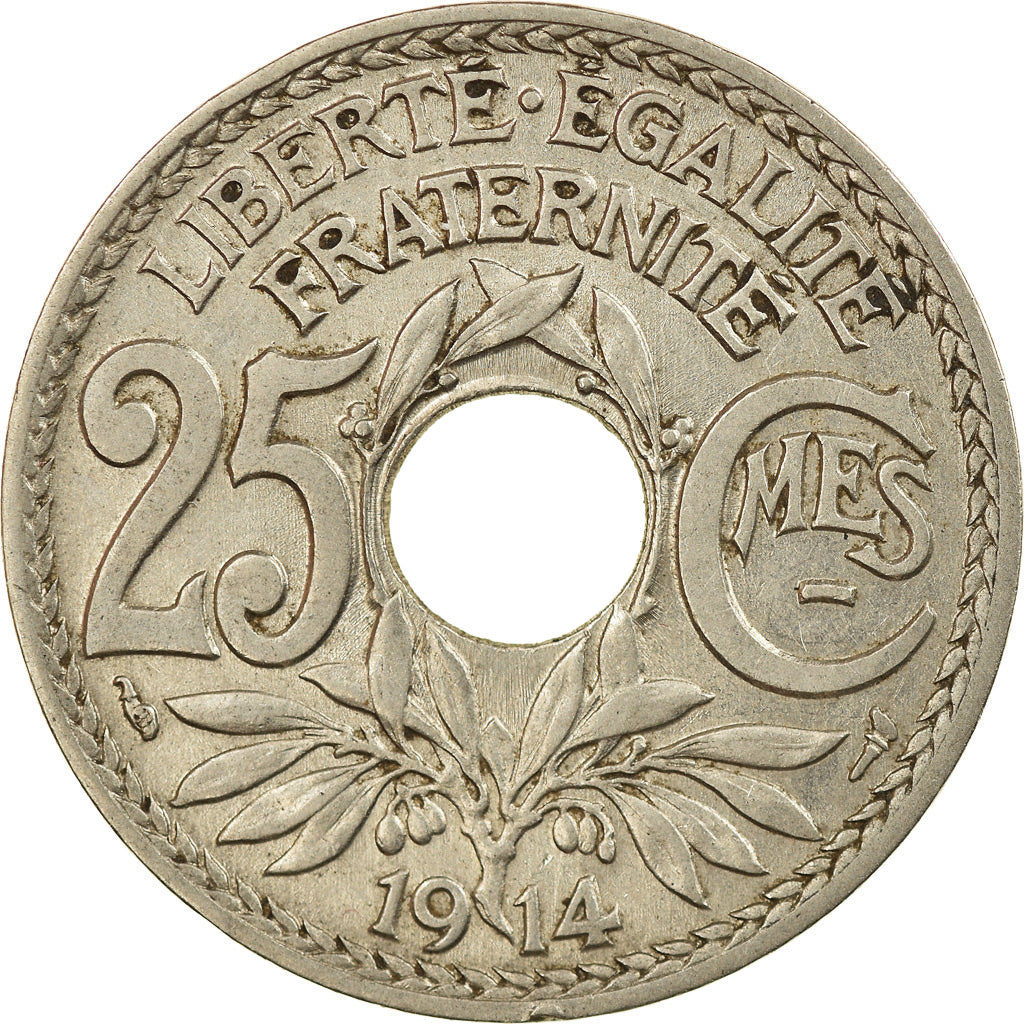 Coin, France, Lindauer, 25 Centimes, 1914, Paris, EF(40-45), Nickel, KM:867