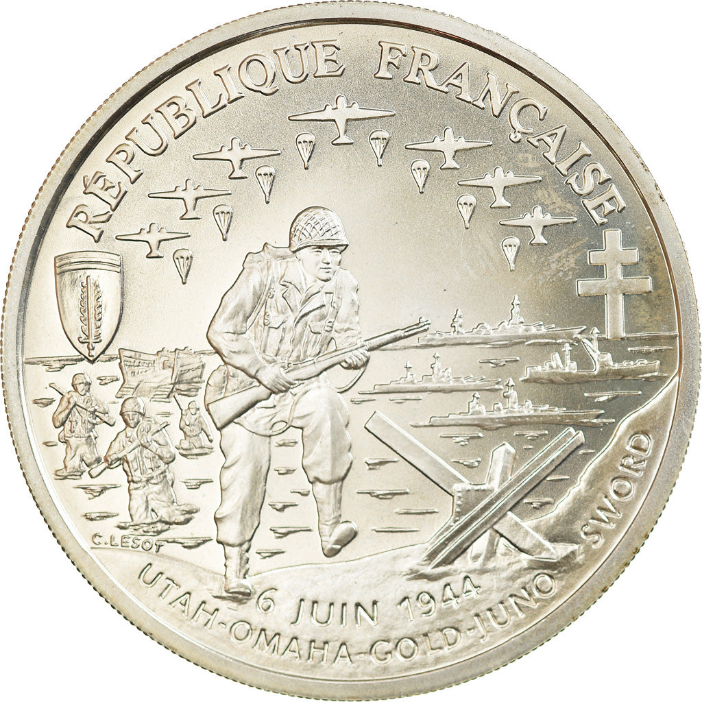 Coin, France, Franc, 1993, Paris, MS(64), Silver, KM:1014