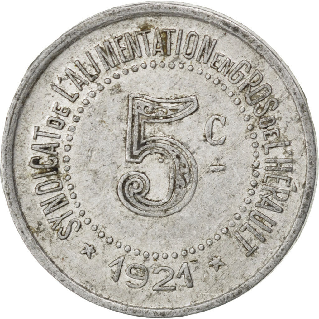 France, 5 Centimes, 1921, EF(40-45), Aluminium, Elie #20.1, 0.90