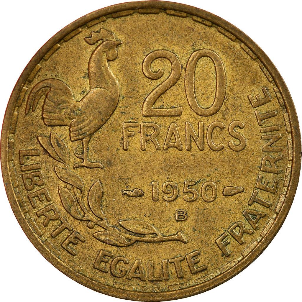 Monnaie, France, Guiraud, 20 Francs, 1950, Beaumont - Le Roger, 3 faucilles / G