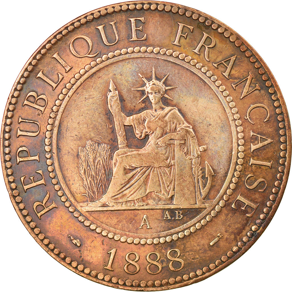 Coin, FRENCH INDO-CHINA, Cent, 1888, Paris, EF(40-45), Bronze, KM:1, Lecompte:40