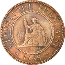 Coin, FRENCH INDO-CHINA, Cent, 1888, Paris, EF(40-45), Bronze, KM:1, Lecompte:40