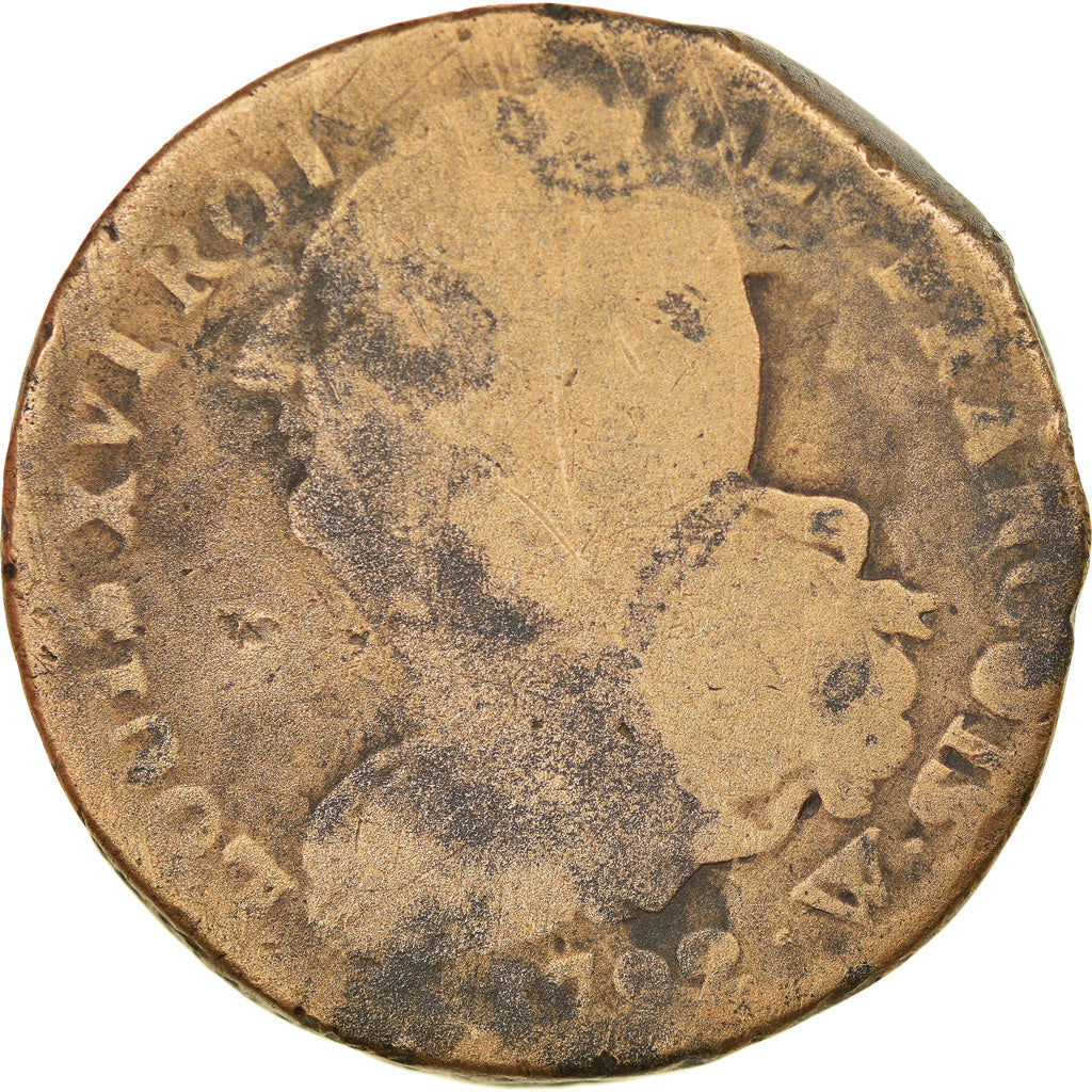 Coin, France, 2 sols françois, 2 Sols, 1792, Lille, VF(20-25), Bronze