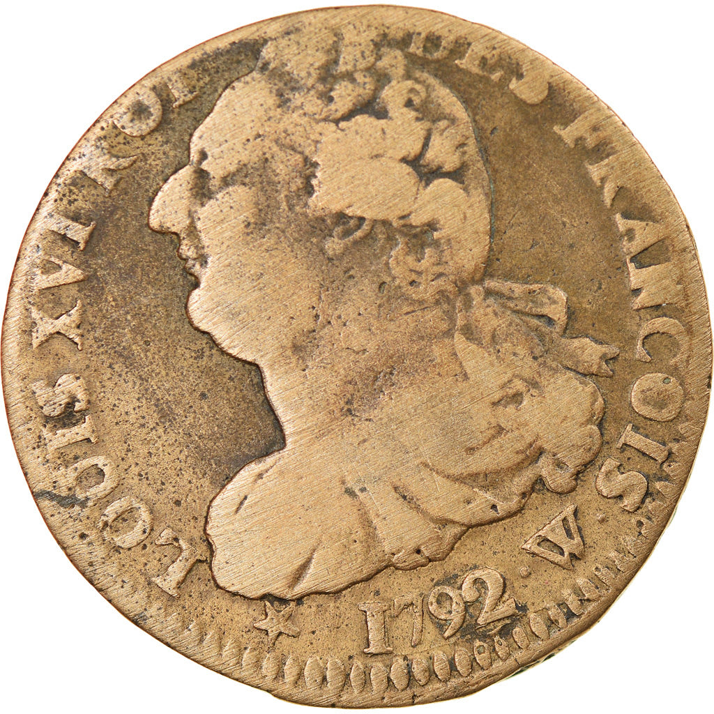 Coin, France, 2 sols françois, 2 Sols, 1792, Lille, VF(30-35), Bronze